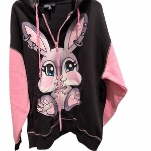 Dolls Kill Black and Pink Bunny Hoodie size M